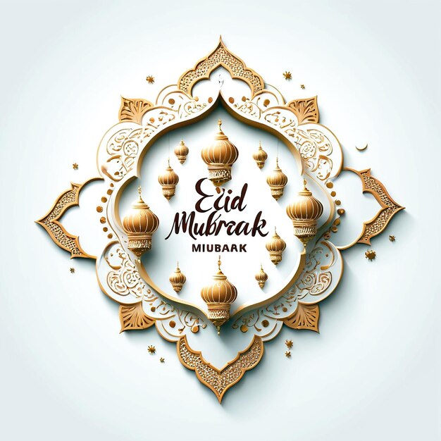 Ilustração de Eid Mubarak em fundo branco