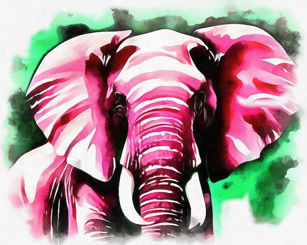 Ilustração de elefante em estilo de pintura em aquarela em IA generativa de tela de papel