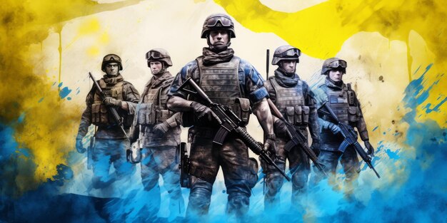 ilustração de elite modernos soldados ucranianos CuttingEdge Technology Defesa Segurança