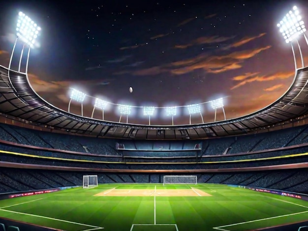 Foto ilustração de estádio de críquete noturno fundo do estádio noturno de futebol