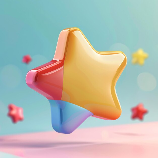 Ilustração de estilo 3D de estrelas multicoloridas ilustração de conceito de férias 3D ilustração para birthda