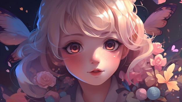 ilustração de estilo anime de uma linda garota com olhos místicos