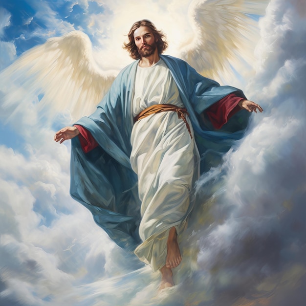 Ilustração de estilo clássico de pintura a óleo o Senhor Jesus ascende