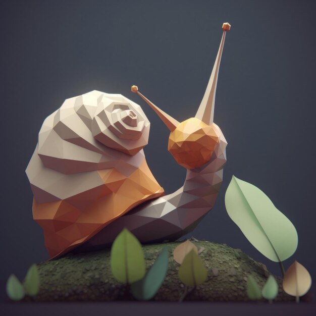 Foto ilustração de estilo lowpoly de uma geração de ia de caracol