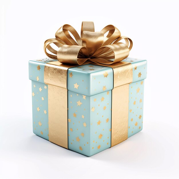 Ilustração de estilo realista 3D de uma caixa de presente azul de Natal e Dia de Ano Novo com decoração isolada em um fundo branco Belos cliparts para projetos de Natal