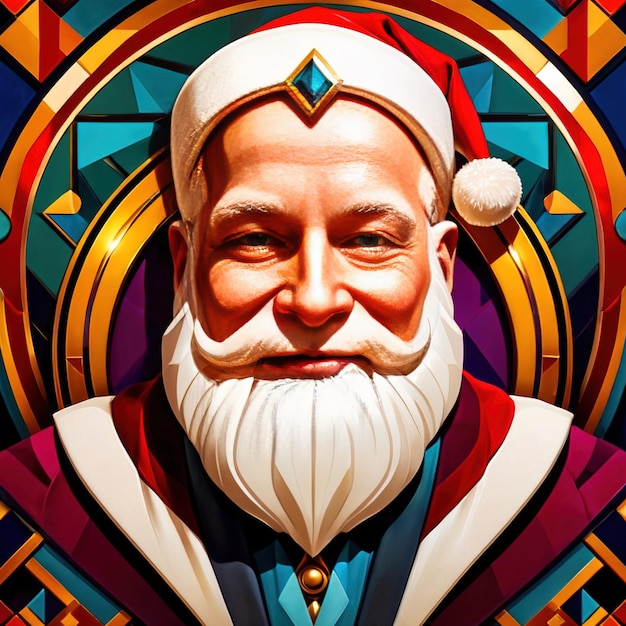 Foto ilustração de estilo vintage art deco retrô de papai noel sorrindo