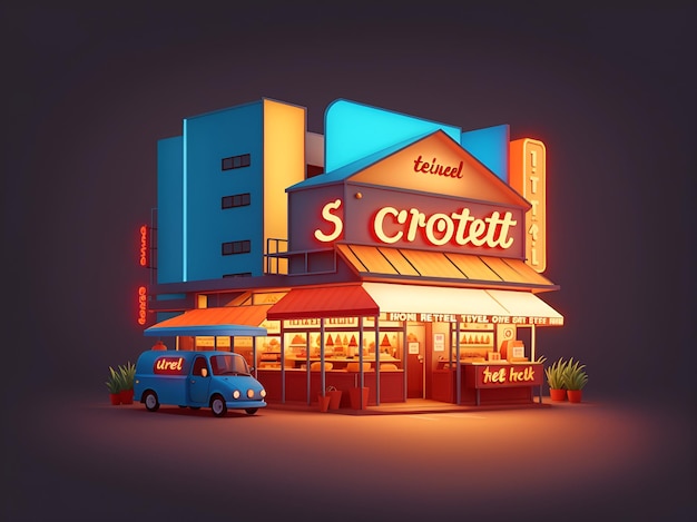 ilustração_de_estrada_comida_hotel