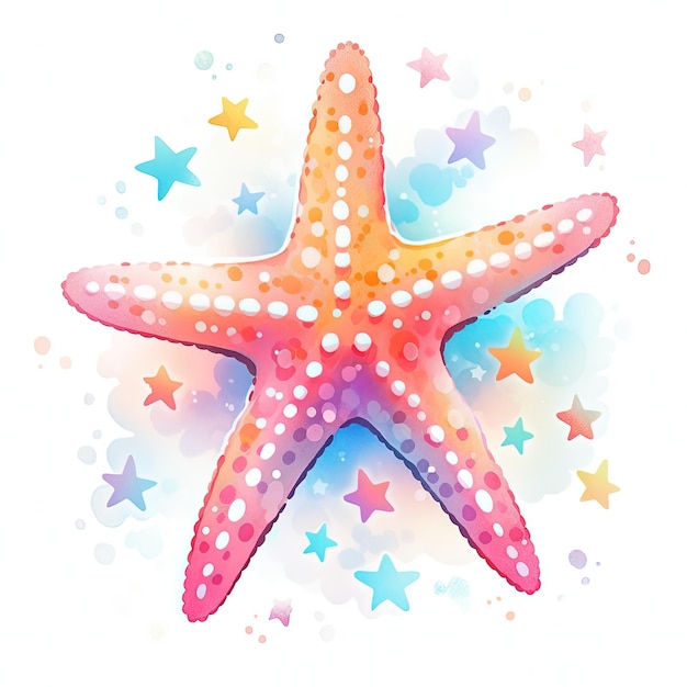 Foto ilustração de estrela do mar em aquarela ai generativexa