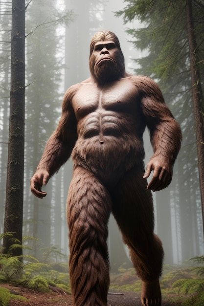 Ilustração de fantasia de Bigfoot ou Yetti Generative AI