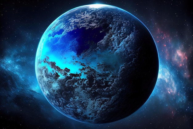 Ilustração de fantasia do planeta terra neon realista Generative Ai