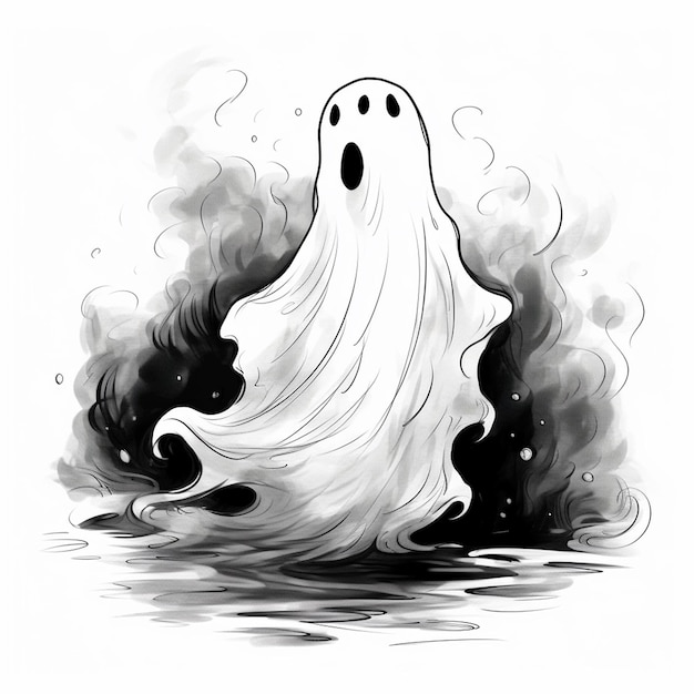 Foto ilustração de fantasma de halloween com efeito em camadas