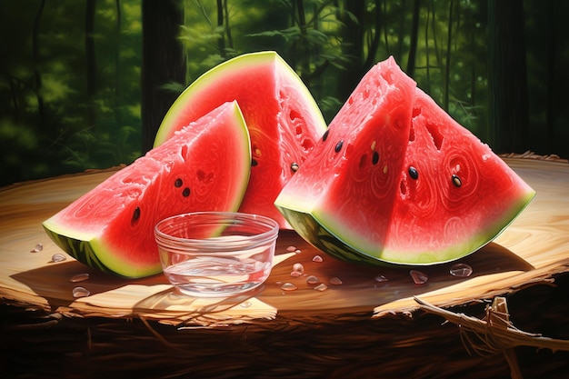 Ilustração de fatias de melancia criada com IA geradora
