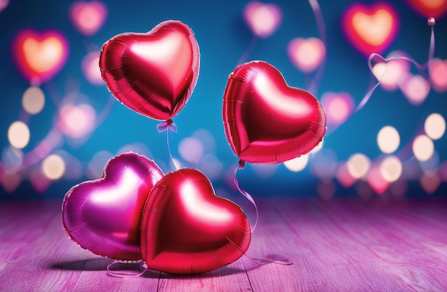 Ilustração de férias de coração de balão de coração voador Feliz Dia dos Namorados Banner horizontal para o site Generative AI