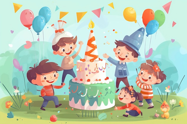 Ilustração de festa de aniversário Ideia IA geradora