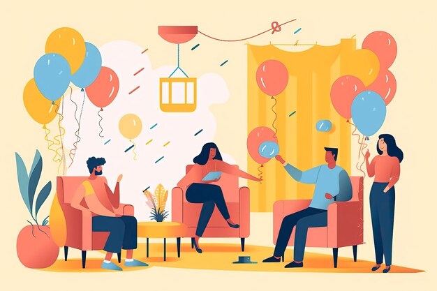 Ilustração de festa de aniversário Ideia IA geradora