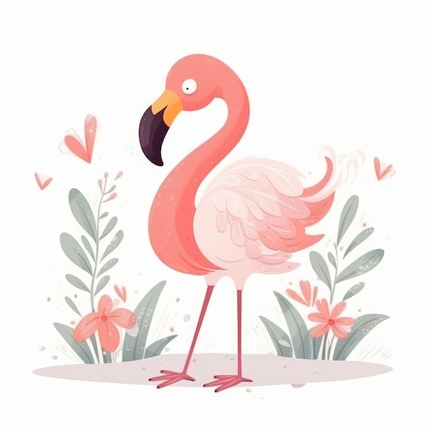 Ilustração de flamingo aquarela rosa AI GenerativexA