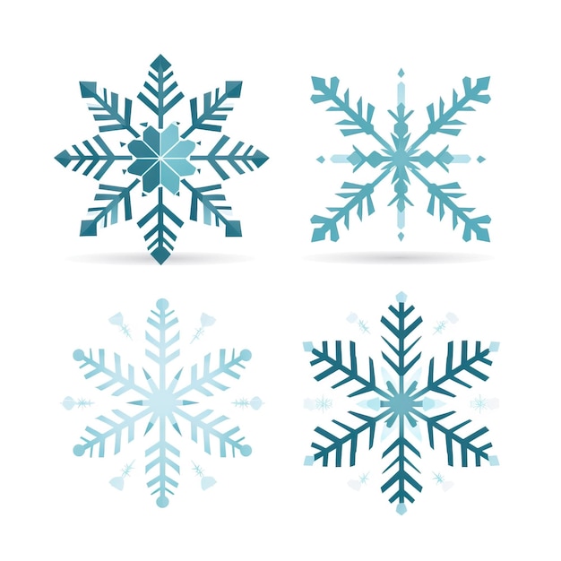 ilustração de floco de neve de inverno em fundo azul conjunto fundo branco HD Foto isolado fundo branco