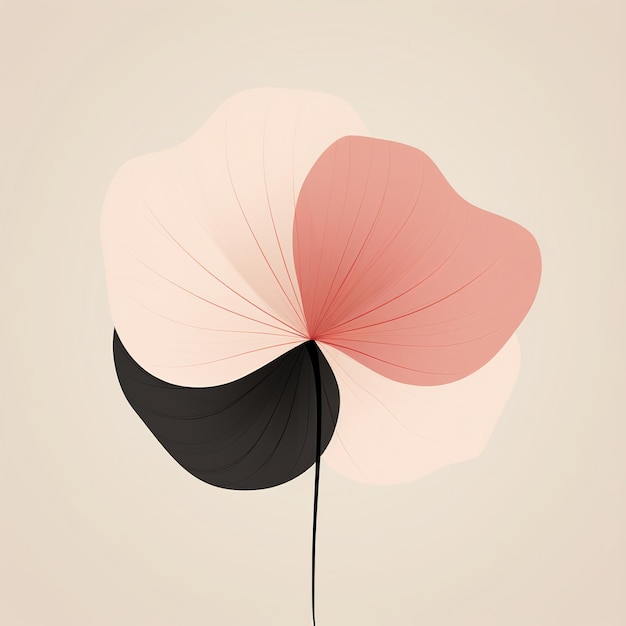 ilustração de flor abstrata design minimalista arte linha rosa pálido