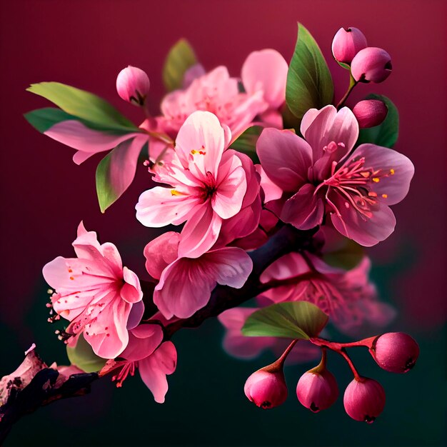Ilustração de flor de cerejeira rosa criada pela tecnologia Generative AI