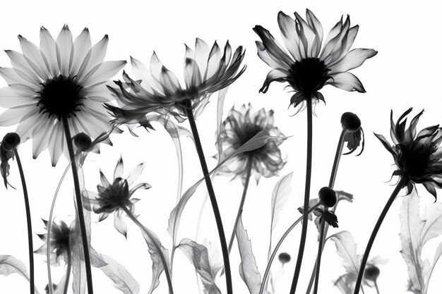 Ilustração de flor de folha floral da natureza fundo de primavera linda flor flor de raio X Generative AI