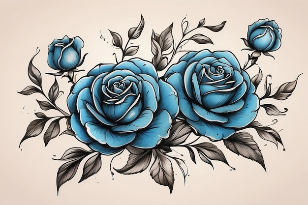 Ilustração de flor de rosa azul