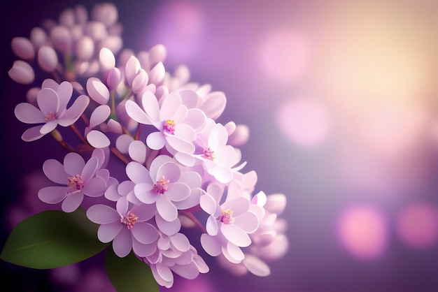 Ilustração de flor lilás roxa florescente IA generativa