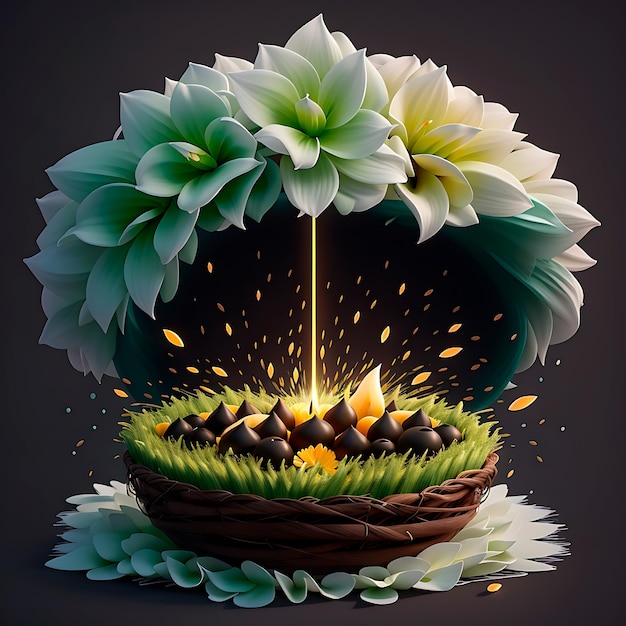 Ilustração de flores 3D