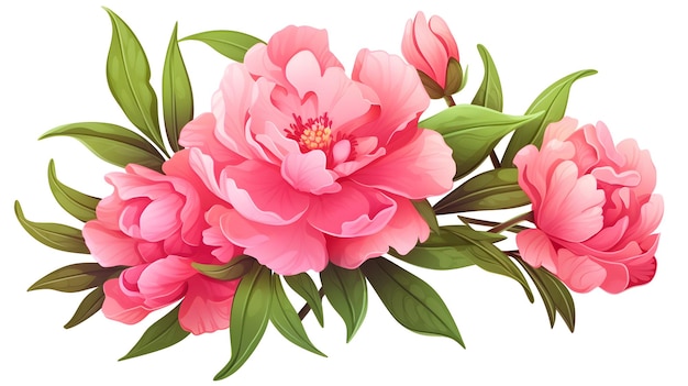 Ilustração de flores de estoque vetorial peônia rosa em fundo branco