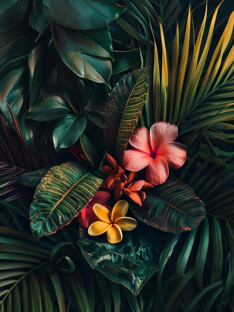 Ilustração de flores e plantas tropicais