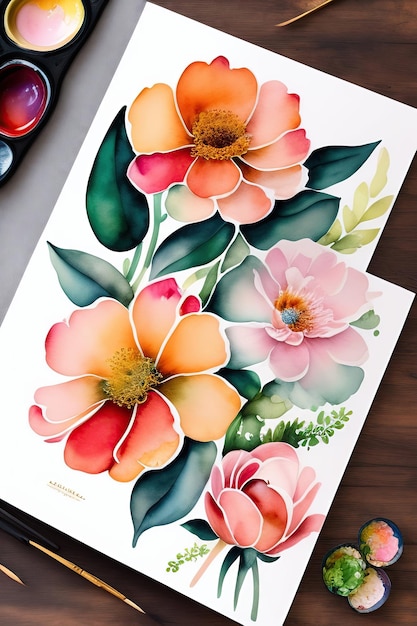 Ilustração de flores em aquarela