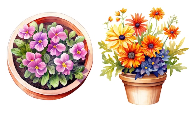 Ilustração de flores em vasos