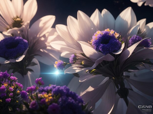 Ilustração de flores futuristas 3d