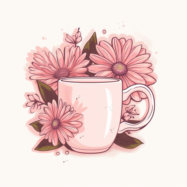 Ilustração de flores vintage decoração floral mockup fundo