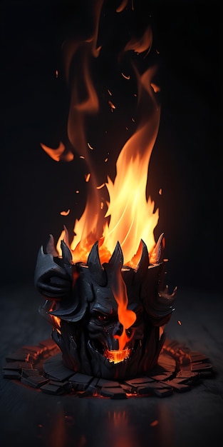 ilustração de fogo detalhada sobre fundo escuro