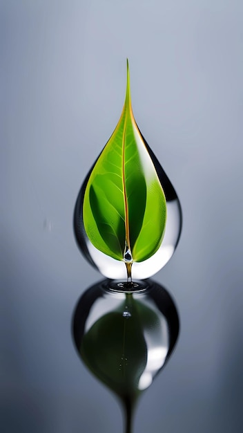 Ilustração de folha de planta em gota d'água