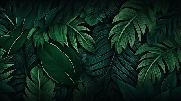 Ilustração de folhas tropicais