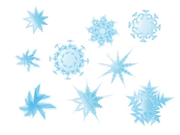 Ilustração de formas de flocos de neve de inverno azul