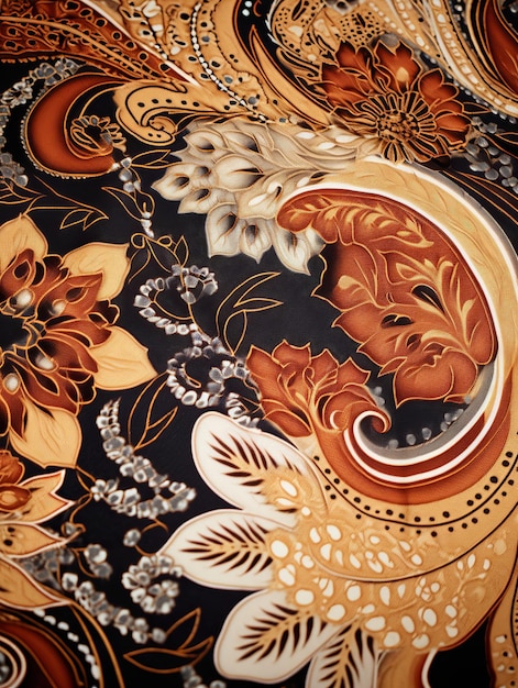 Ilustração de foto em close-up da Indonésia detalhe de tecido batik clea