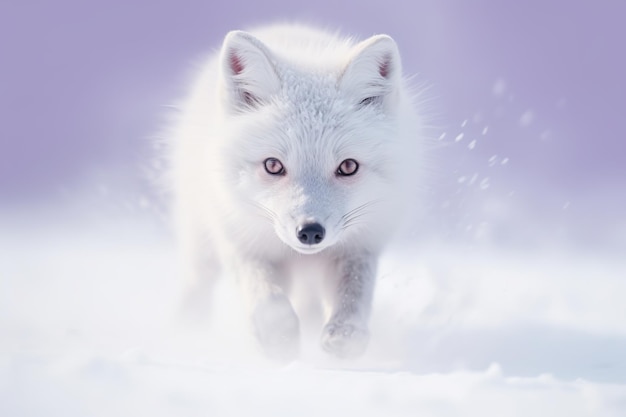 Ilustração de fotografia de velocidade de obturador lenta raposa branca