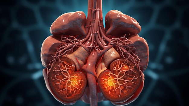 Ilustração de fotos de fígado humano Conceito de modelo 3D