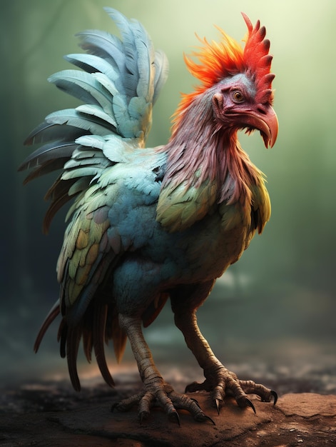 Ilustração de frango de fusão de dinossauro realista natural