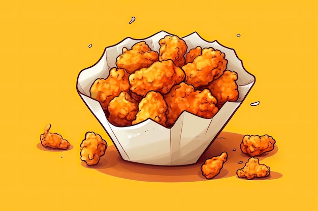 Ilustração de frango de pipoca Ilustração de comida IA generativa