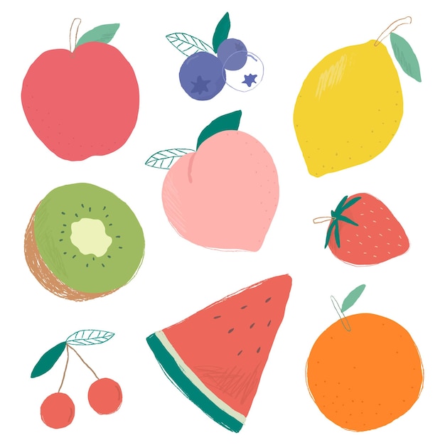 Ilustração de frutas mistas Png com fundo transparente