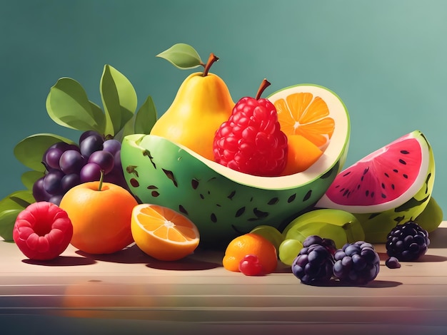 Ilustração de frutas planas