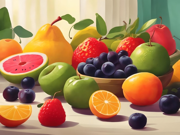 Ilustração de frutas planas