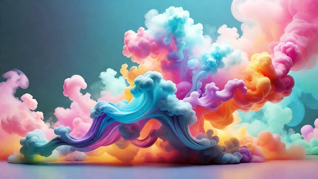 Ilustração de fumaça de cor pastel 3D renderização de fundo abstrato