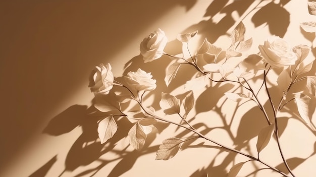 Foto ilustração de fundo bege de flor seca ai generativexa