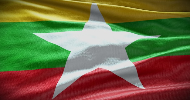 Ilustração de fundo da bandeira nacional de Mianmar Símbolo do país