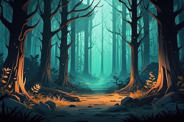 Ilustração de fundo da floresta de Halloween AI Generative