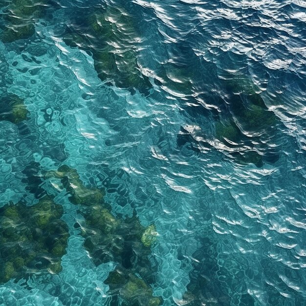Foto ilustração de fundo de água azul com textura estética